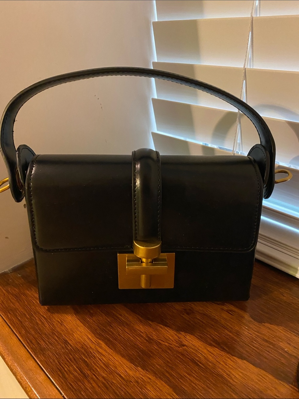 Rachel Zoe Black Leather Satchel with Gold Hardware